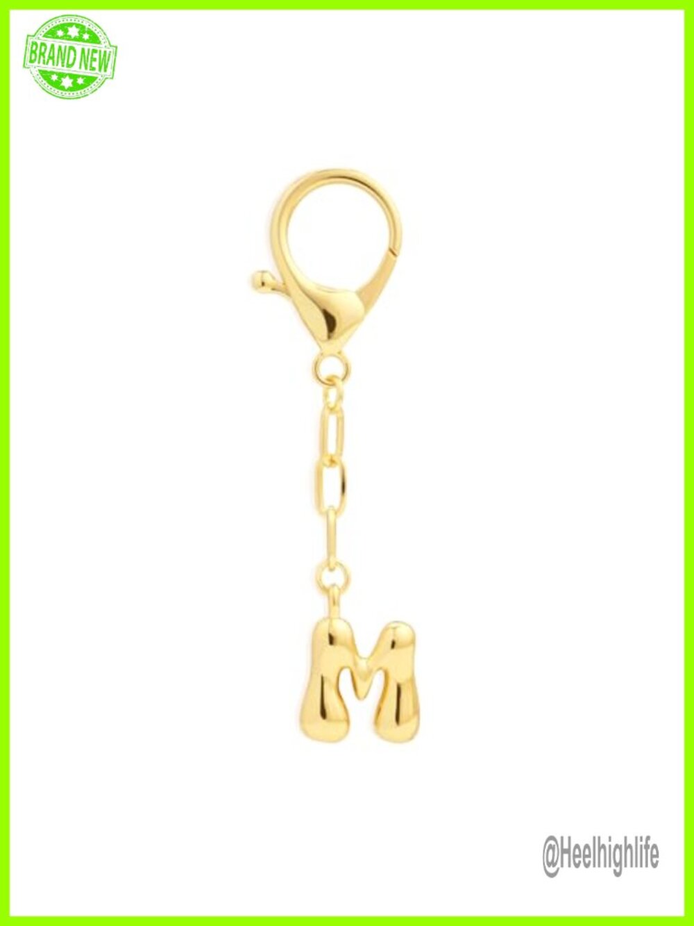 14K Gold Plated Initial Keychain for Women, Personalized Bag Charm Purse
